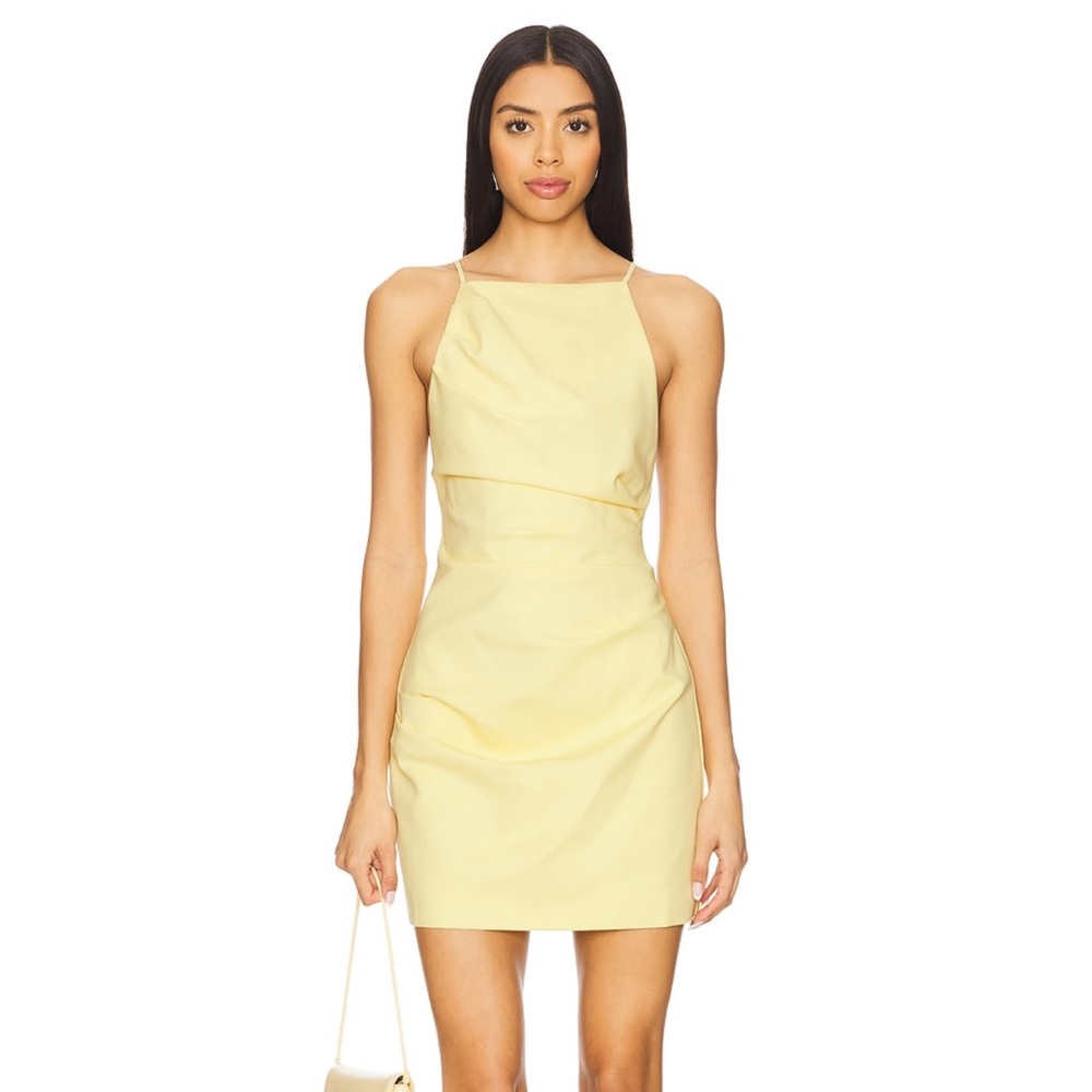 MISHA pale yellow mini dress NWT size Small